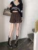Women's Black Woolen High-Waist Booty Shorts - New 2024 Autumn/Winter Elastic A-line Wide-Leg Casual Wear
