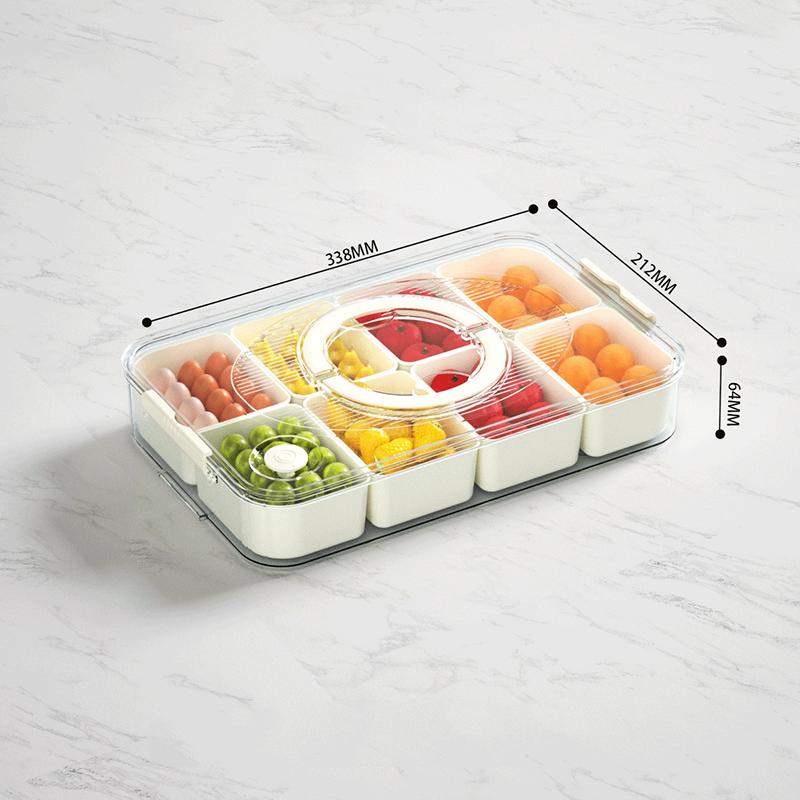 

Портативный органайзер для закусок с 8 отделениями, поднос для фруктов с разделителями, ручкой для переноски и крышкой, органайзер для специй на кухне