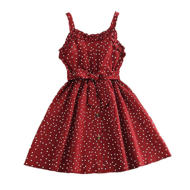 Mädchen Prinzessinnenkleid, Sommer Kinder Mode Gepunktetes Trägerkleid Süß