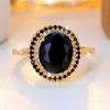 Trendy Black Zircon Crystal Vintage Gold CopperColor Wedding Bands Engagement Rings For Women Men Minimalist Jewelry