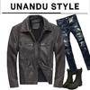 Men's Distressed Cowhide Leather Motorcycle Jacket - European & American Style