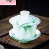 Emerald Green Ink Tea Cup Jade Porcelain Sancai Covered Bowl Tea Bowl Tea Tureen Glass Kungfu Tea Set Accessories Gift