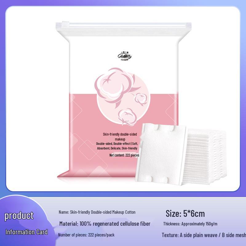 Dual-Effect Thick Cotton Makeup Remover Pads - Disposable 3-Layer Wet Compress Cotton Pads