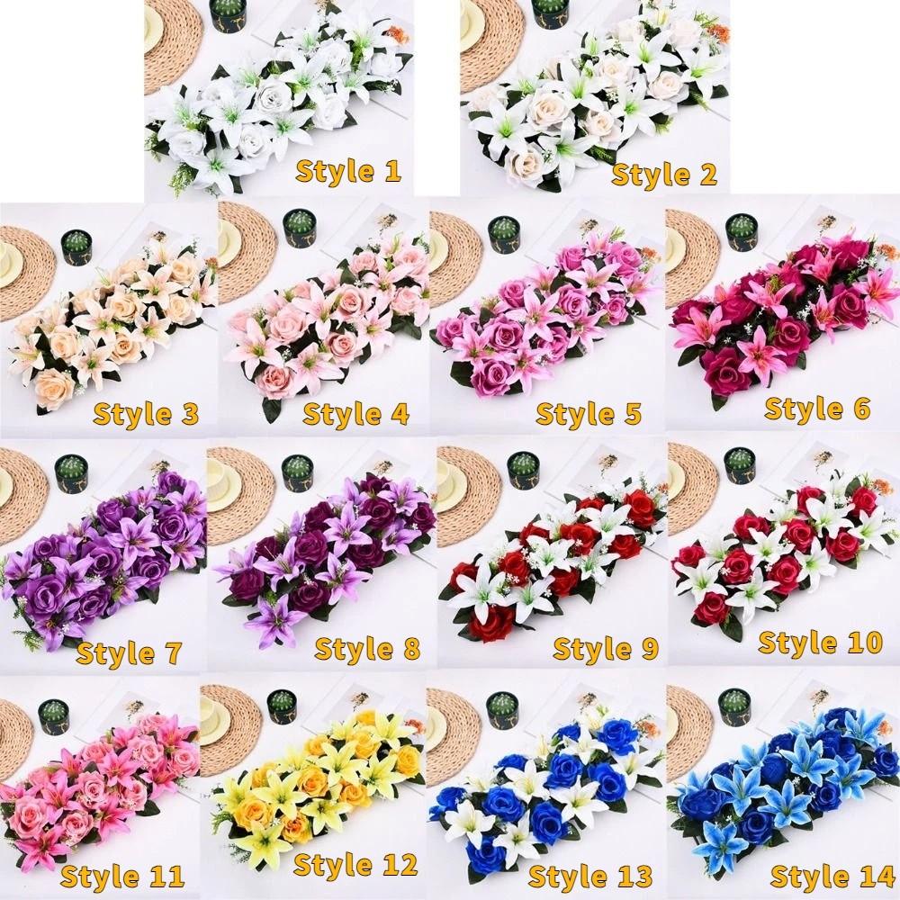 Bågdekoration Konstgjord blomma Simulerad rosbåge Livsliknande Realistisk Bakgrundsvägg Lyxig Blomsterarrangemang Bågar Dekor