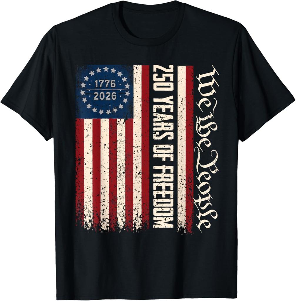 Flag Vintage 250 Years American 1776 2026 250th USA Birthday T-Shirt All Sizes