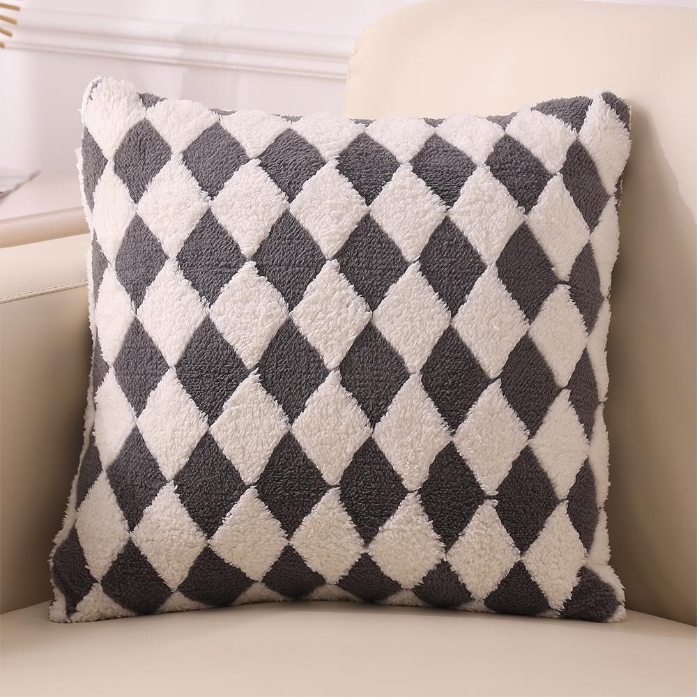 1 szt. Geometryczna pikowana miękka pluszowa poszewka na poduszkę do salonu, sofy, biura, zagłówka, samochodu 18*18 cali