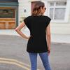 Women's Fashion Casual Summer Spring Solid Color Print Short Sleeve O-Neck Blouses & Shirts