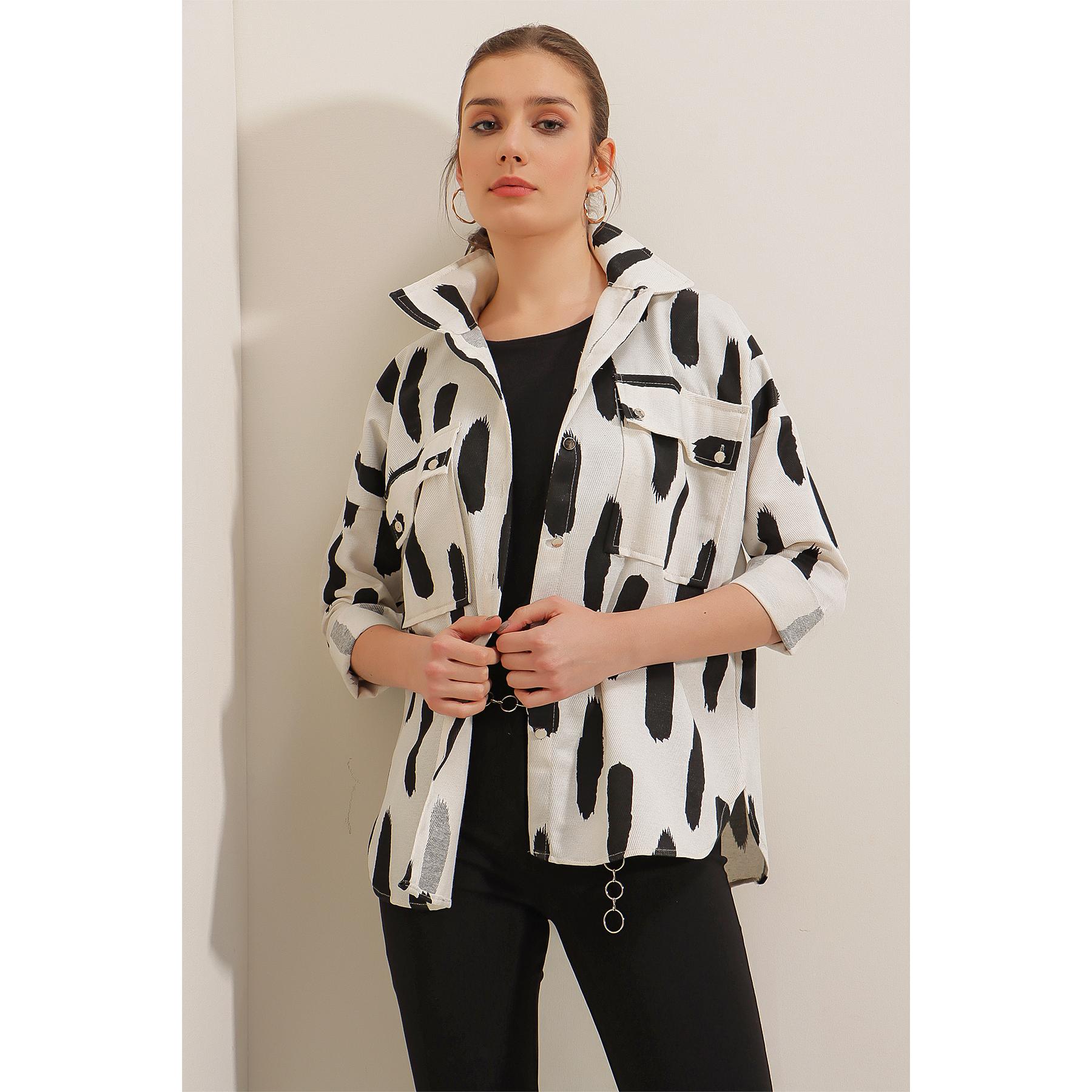 

Рубашка с двойным карманом на пуговицах с узором «кисть»