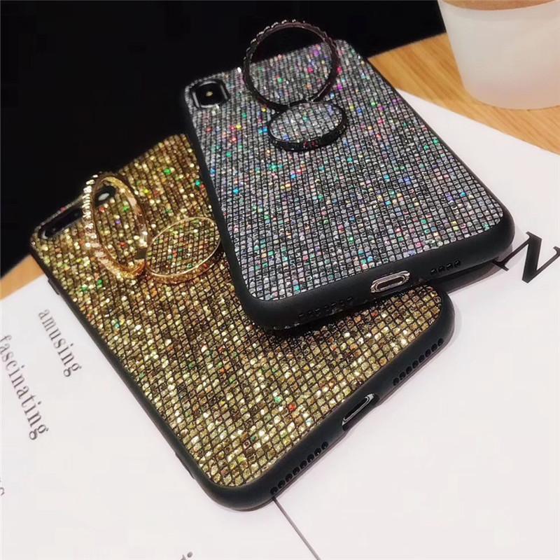 Do Samsung A13 A14 A15 A16 A23 A33 A53 A73 Redmi Note 13 12 Pro 12S Huawei iPhone z cyrkoniami 360 uchwyt na telefon z pierścieniem Glitter Bling silikonowe etui