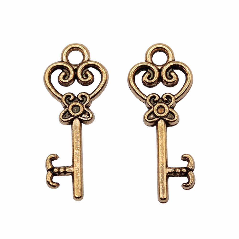 Simple Skeleton Key Charms Multi Color Alloy Pendants For Vintage Themed Jewelry