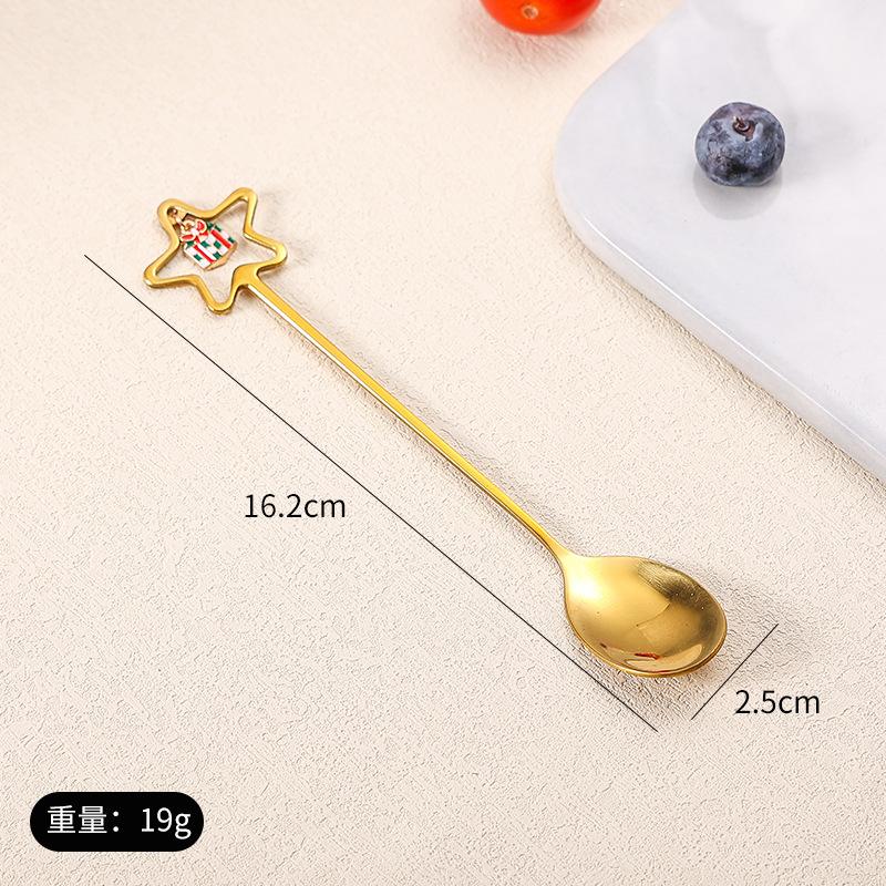 Stainless Steel Spoon Fork Cutlery Set Cute Christmas Pendant Dessert Spoon Coffee Stirrer Spoon Hand Accessory Cuchara Pequeña