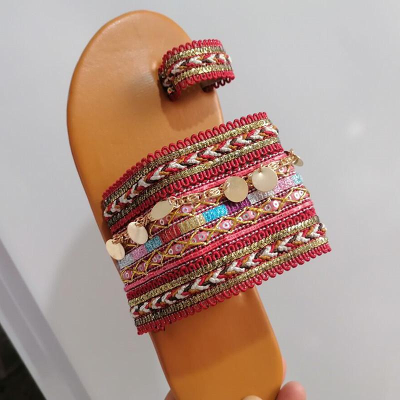 

Новые женские сандалии летние новые женские тапочки большого размера с плоским носком в стиле бохо 43