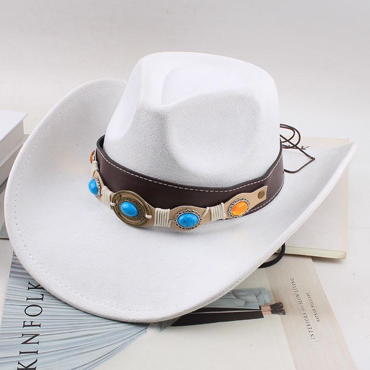 Western Cowboy Style Tibetan Fashion Top Hat Autumn/Winter New Collection Deer Skin Velvet Large Edge Riding Hat