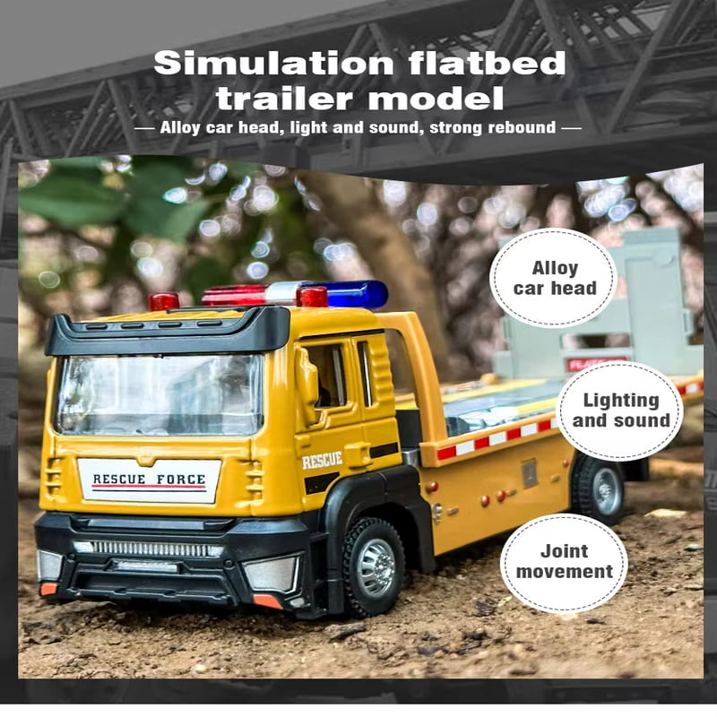Simulation Alloy Truck Model 1/32 Die-cast Flatbed Trailer Truck with Sound and Light Detachable Engineering Vehicle Tractor Toy Boy Children Gift