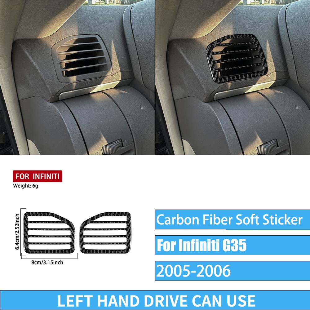 Real Carbon Fiber Car Accessories Dashboard Gear Shift Decorative Trim Cover Soft Sticker For Infiniti G35 V35 CV35 2005-2006