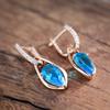 Luxuriöse blaue natürliche Zirkon lange Hängeohrringe für Damen Mode Roségold Wassertropfen Accessoires Hochzeit Alltagsschmuck
