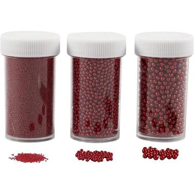 Decorative Beads - Creotime - Red - 3 Sizes - 45 Grams