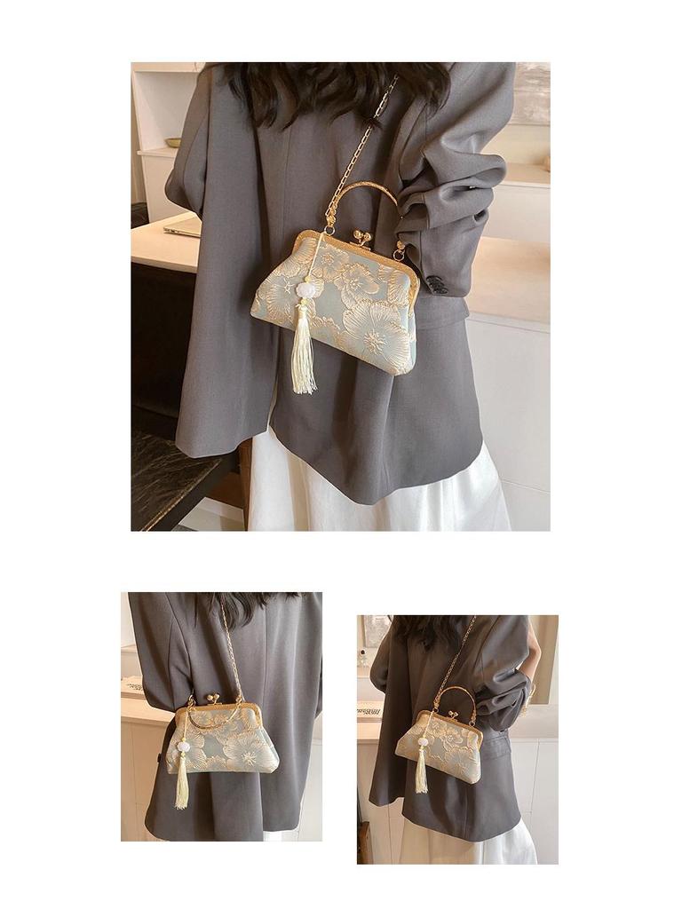 2024 Silk Texture Embroidered Handbag: Spring Fairy Chain Bag for Hanfu Skirt