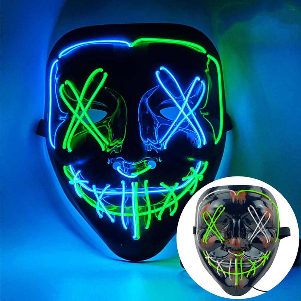 Wireless Halloween Neon LED Purge Mask Masque Masquerade Party Masks Light Grow In The Dark Horror Mask Glowing Masker