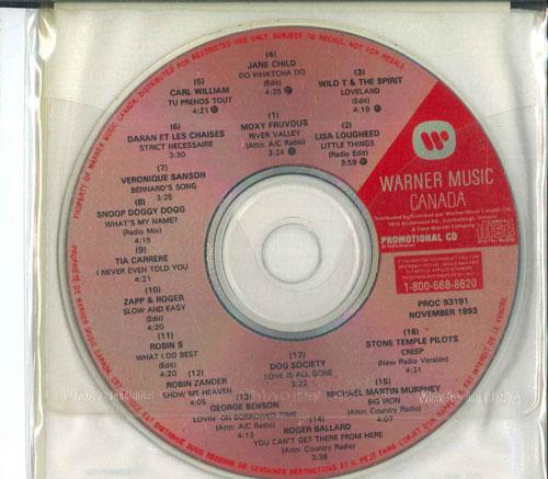 CD РАЗЛИЧНЫЕ Warner Music Canada Ноябрь 1993 PROC93191 WARNER MUSIC CA 1993 Канада Рэп Хип-Хоп R&B Б/У