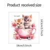Whimsical Teacup Cat with Flowers Light Switch Stickers Playful Cartoon Decals for Living Room and Hallway Decor