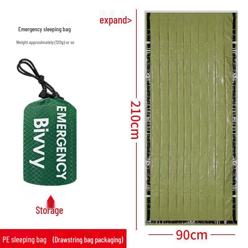 Portable Emergency Sleeping Bag: PE Aluminum, Insulating First Aid Blanket for Outdoor Survival and Camping
