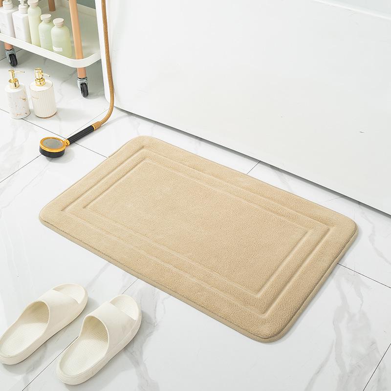 Memory Foam Absorbent Bathroom Door Mat with Non-Slip Design
