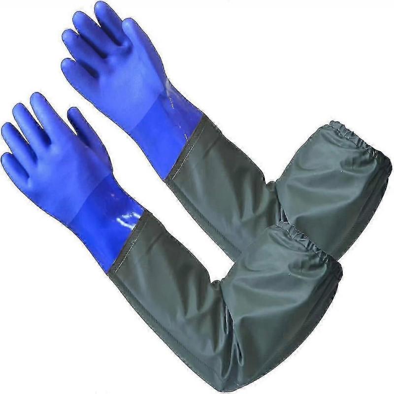 Extra Long Waterproof Rubber Gloves - Reusable For Pond And Fishing