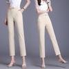 Women's Black Micro-Flare High-Waisted Elastic Pants, Slim Fit, Plus Size, Casual Spring/Autumn 2025.