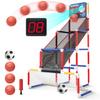 EagleStone Basketball Soccer Goal Includes 3 Basketballs and 1 Automatic Stress Elementary School Basketball Net for Home New ES36 Goal, Goal,