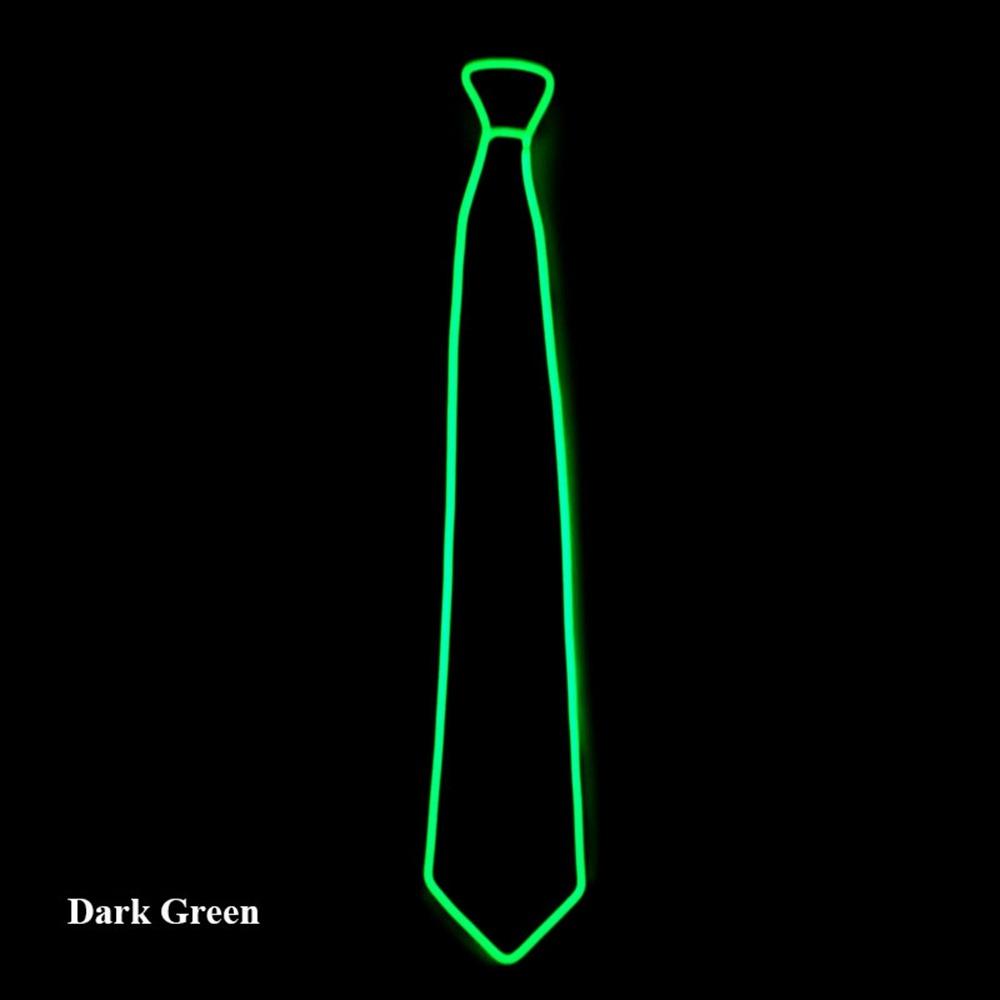 Новые регулируемые светящиеся галстуки Мигающие светодиодные светящиеся аксессуары Светодиодный галстук Забавный подарок Светящиеся цветные галстуки Бар Вечеринка темно-зеленого