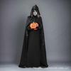 Halloween Cloak Soft Unisex Hooded Black Robe Witch Long Cape Cosplay Costume Prop Party Performance Supplies Holiday Decoration