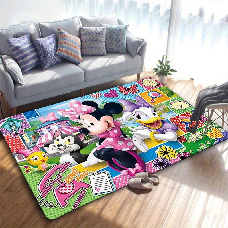1pc Disney Mickey Mouse and Minnie Pattern Carpet Area Rug Non Slip Carpet Hand Washable Floor Mat Suitable For Living Room Bedroom Home Decor