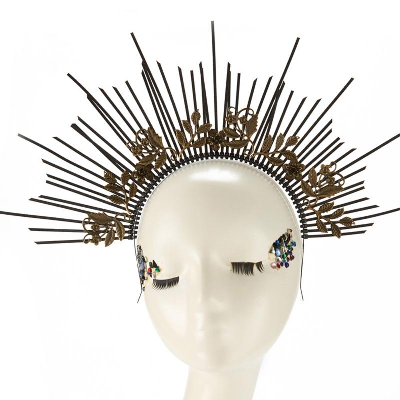 Vintage Goddess Headpiece Hairband Halo Crown Hair Hoop Headwear Halloween Girls Hair Accessories for Carnival Cosplay