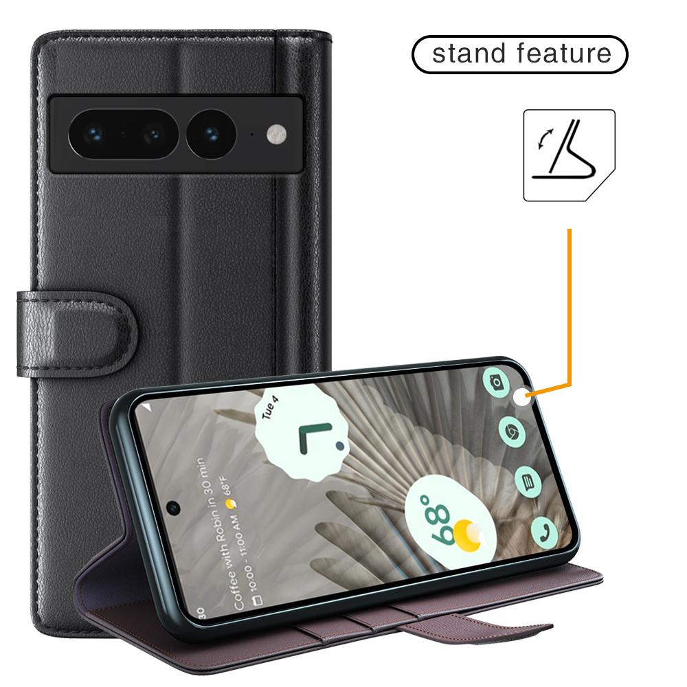 For Google Pixel 7 Pro 5G Phone Cases Genuine Split Leather Wallet Mobile Cover Stand