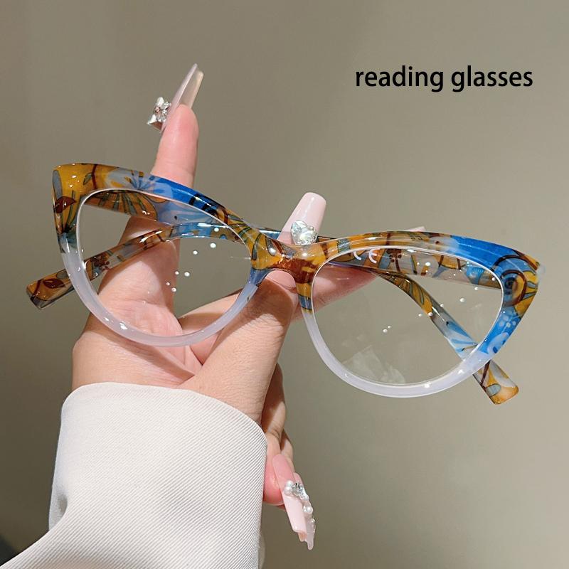Vintage Cat Eye Reading Glasses Women  New Fashion Blue Light Blocking Presbyopia Eyewear Trendy Chic Optical Frames