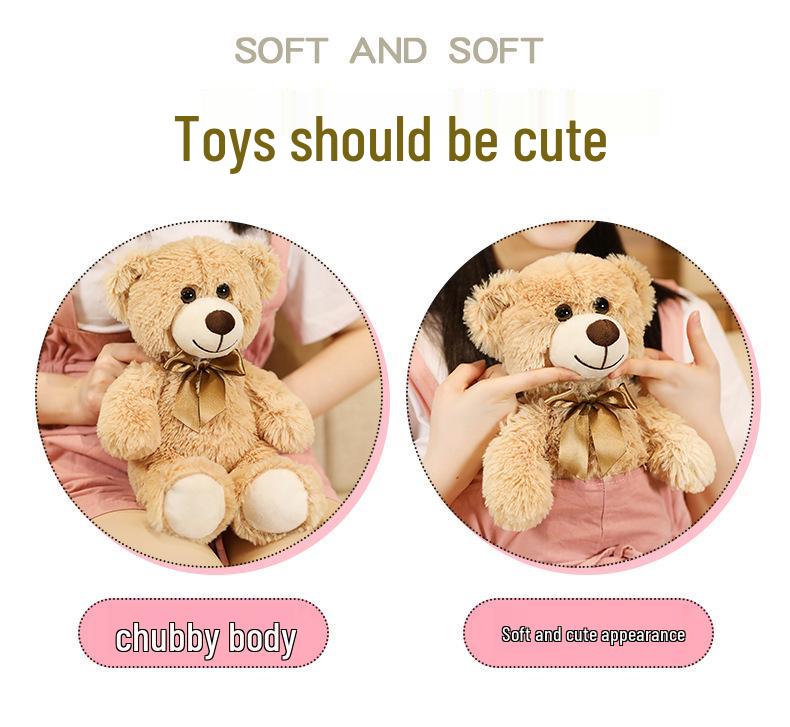 Adorable Seven-Color Teddy Bear Plush with Ribbon - Perfect Claw Machine Prize or Small Gift
