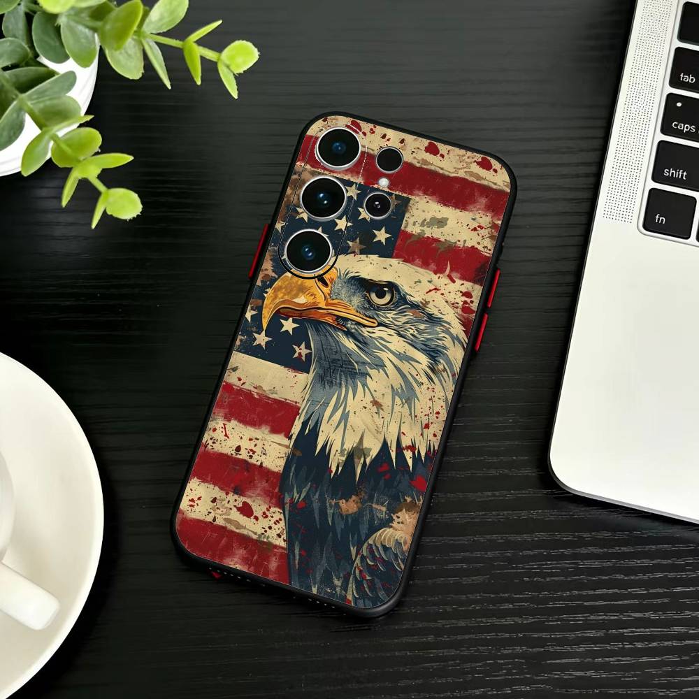 Cool Eagle Phone Case For Samsung S26,S25,S24,S23,S22,S30,S21,Ultra,Plus,FE 5G Black Soft Cover