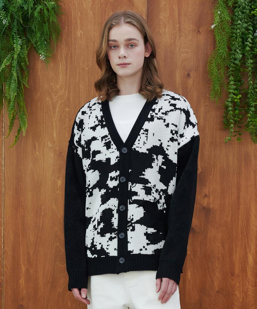 Blond9 Ink Jacquard Knit Cardigan_Black