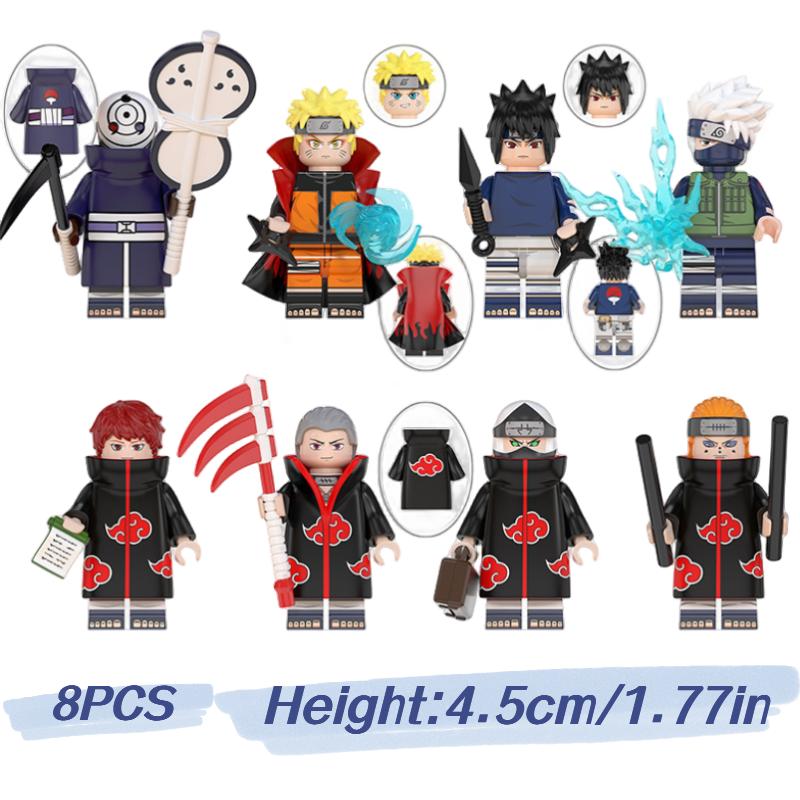 

8 шт. Узумаки Наруто Учиха Саске Мини-фигурки Строительные блоки Сделай сам Детский подарок Игрушка
