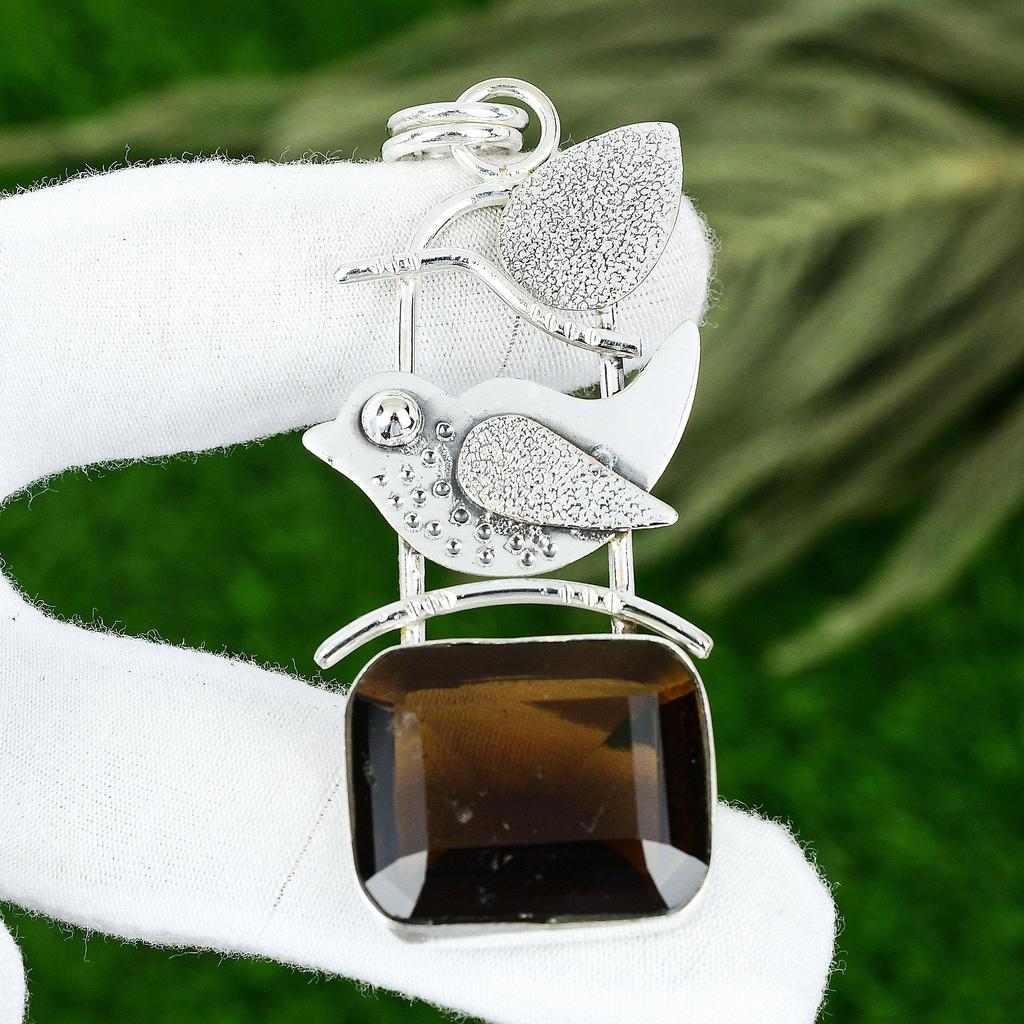 925 Sterlingsilber Wurzelchakra Rauchquarz Stein Mutter Verlobung Neu Anhänger