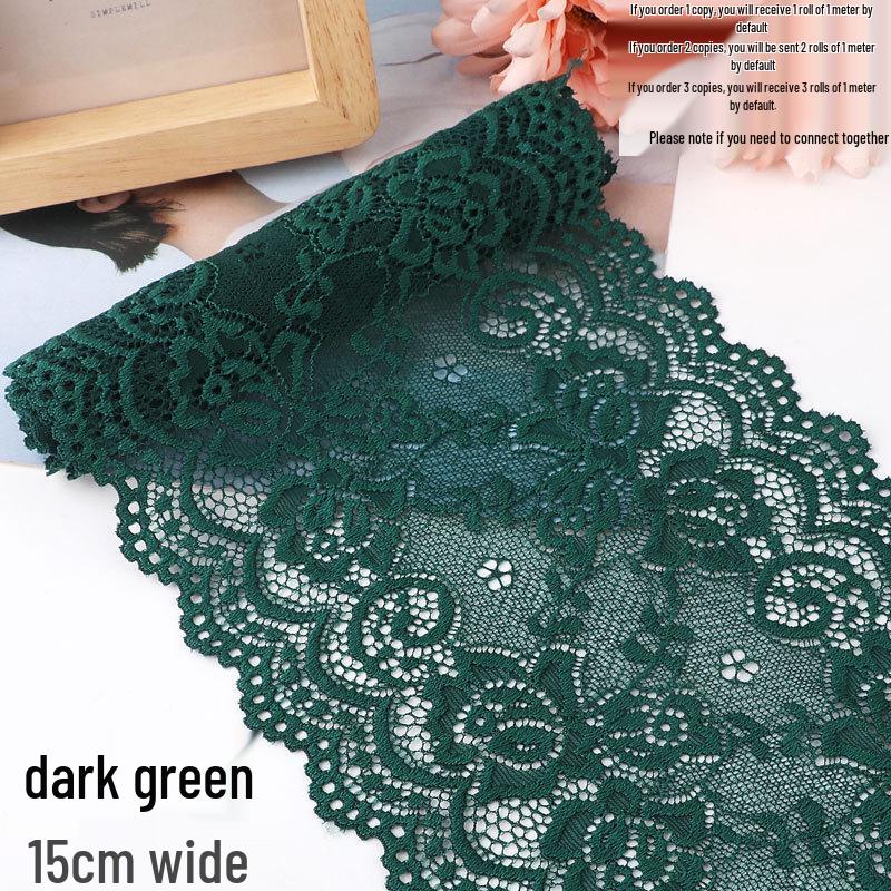 Bordo in pizzo elastico morbido largo 15 cm per decorazione di abbigliamento e gonne fai da te in bianco o nero