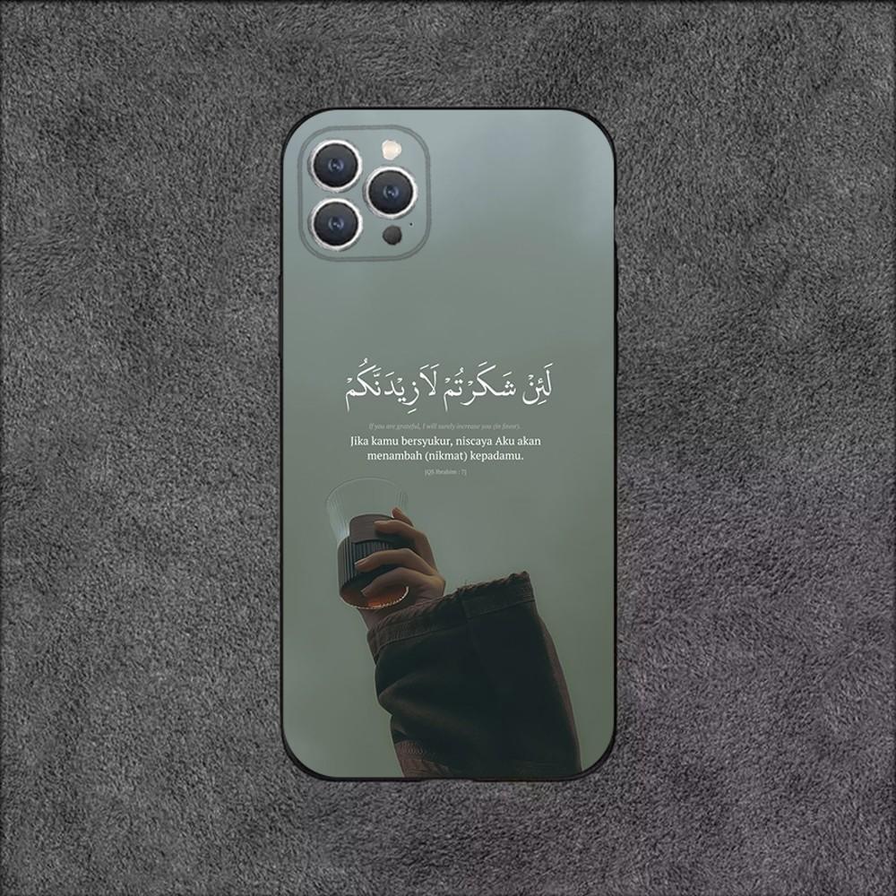 Arabic Quran Muslim Quotes Phone Case For iPhone 16,15,14,13,12,11,Plus,Pro Max,XS,X,XR,SE,Mini,8,7 Soft Silicone Black Cover