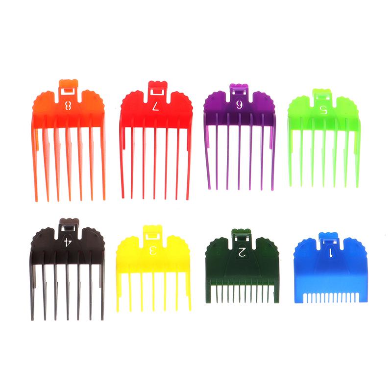 8pcs Universal Hair Clipper Limit Comb Guide Attachment Size Barber Replacement 1.5/3/4.5/6/10/13/15/19mm