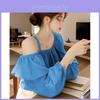 Ethereal Satin Off Shoulder Shirt With 3d Effect For Summer Fashion Womens Casual Wear