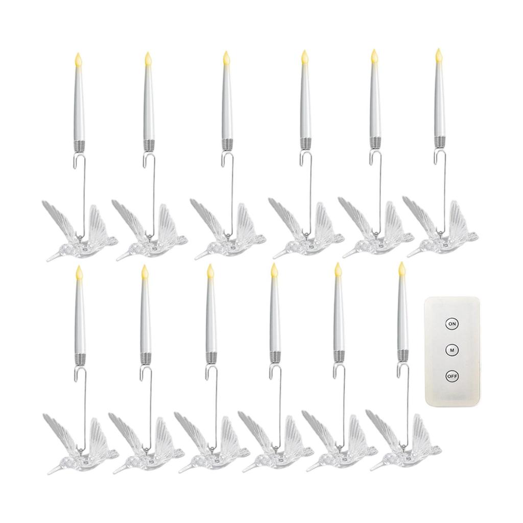12 Pieces Christmas Tree Candles Decoration LED Candlesticks LED Short Taper Candles for Home Bedroom Halloween Holiday Wedding