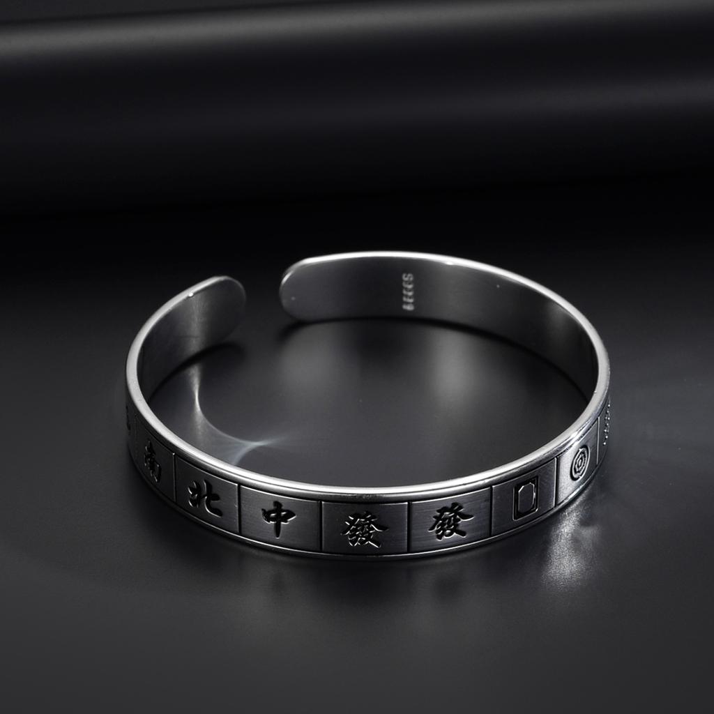 Opening Thirteen Diaos Mahjong Silver Bracelet National Style Win Every Gamble Personalized Bracelet Birthday Gift