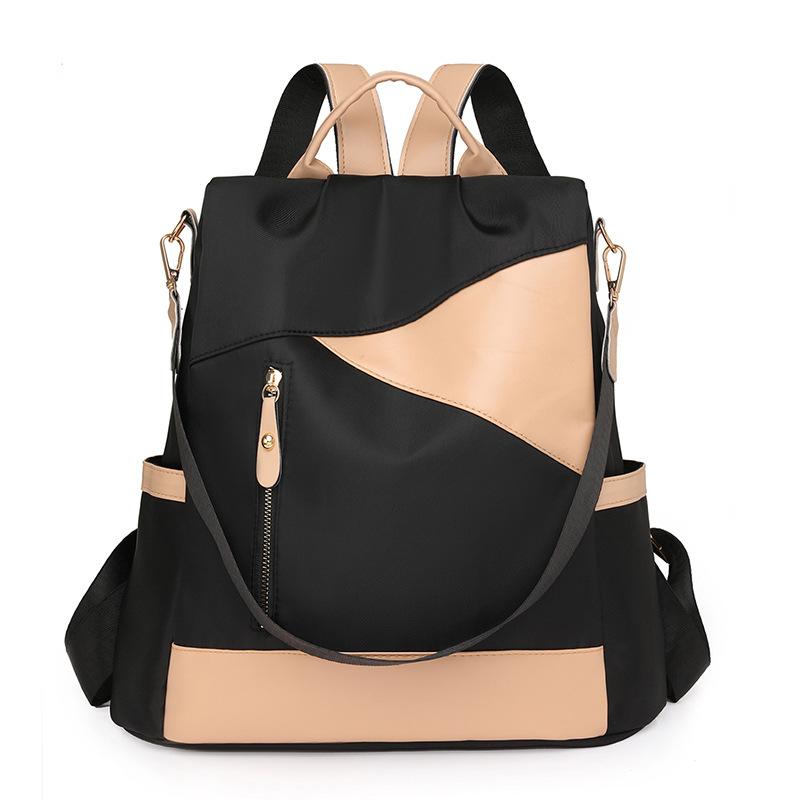 

Женский рюкзак с контрастной вставкой из мягкой кожи, наплечная сумка 2025, новый студенческий многоцелевой женский рюкзак чёрный