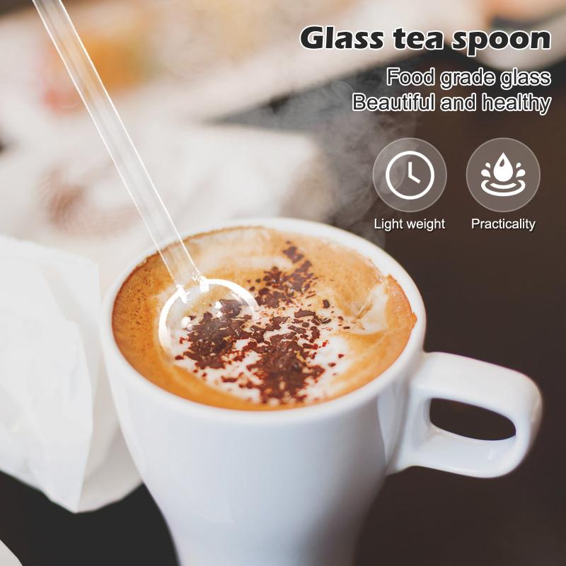 Long Handle Glass Spoons Clear Dessert Beautiful Glass Flatware Coffee Stirring Spoons Tea Spoons for Home Party Bar