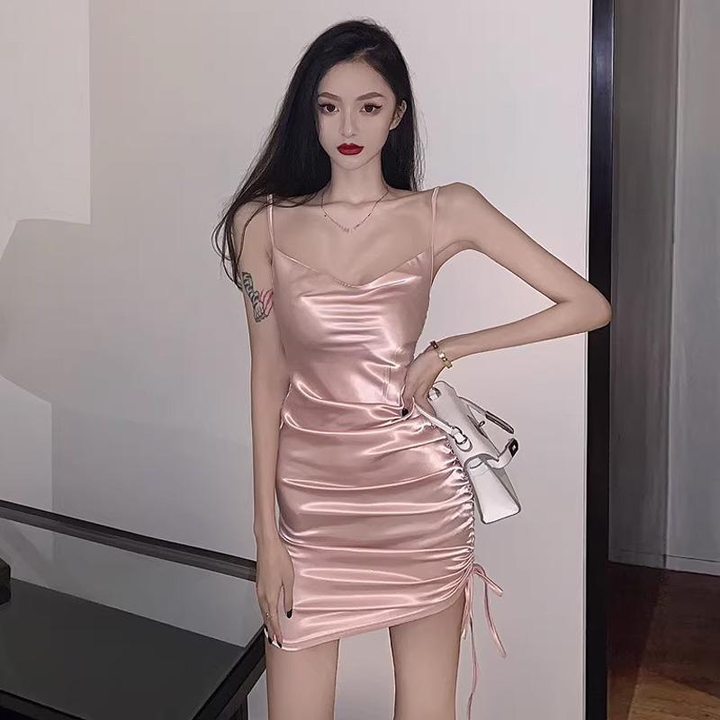 

Женское чистое желание сексуальное плиссированное платье с завязками по бокам L